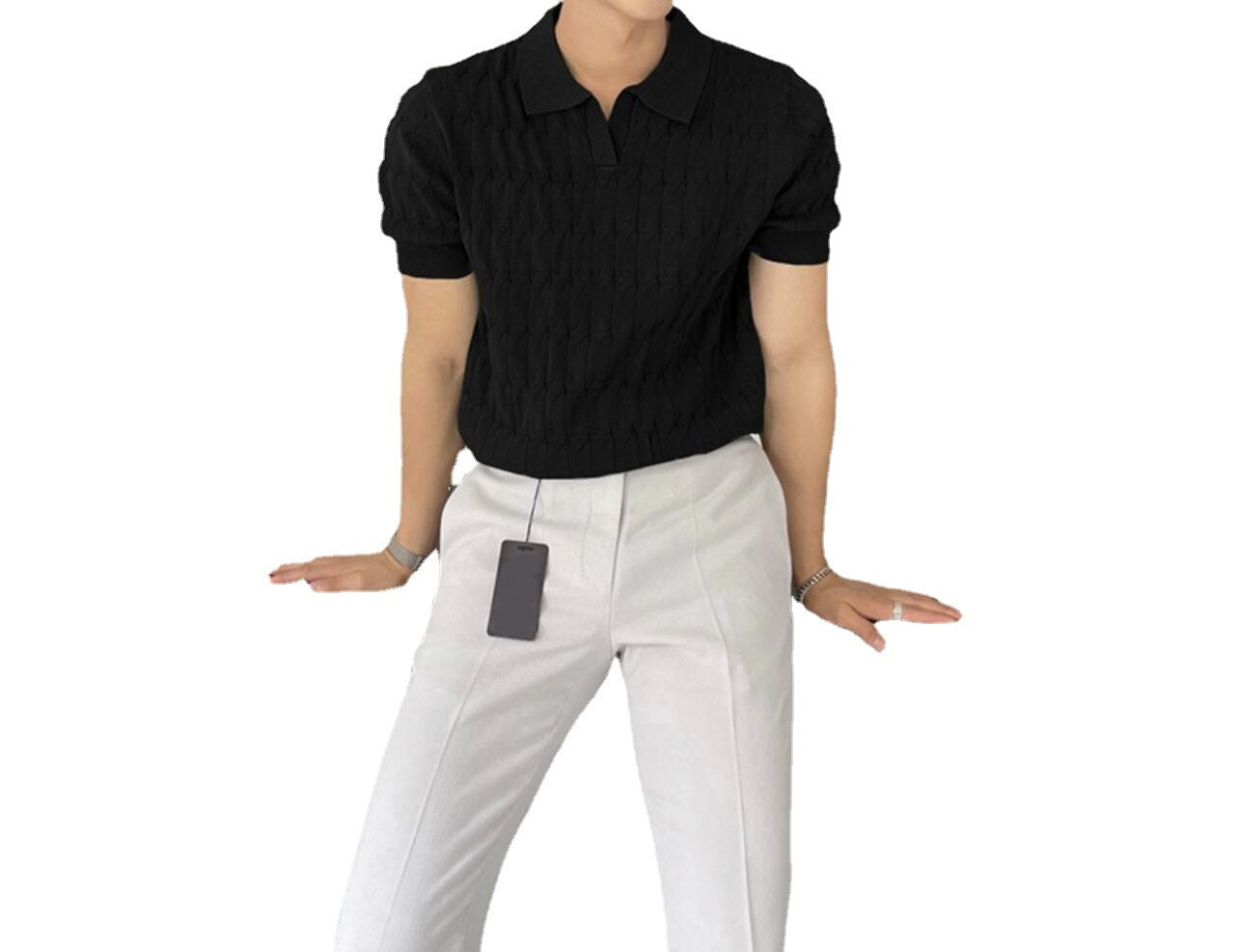 Men's Fashion Polo Collar Half Sleeve Breathable Top