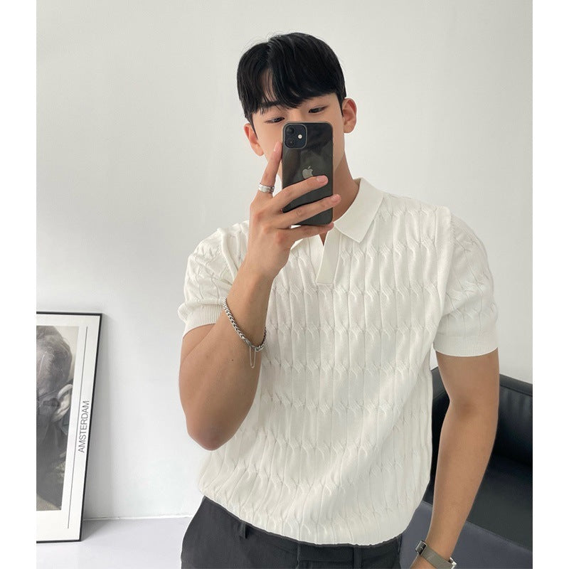 Men's Fashion Polo Collar Half Sleeve Breathable Top